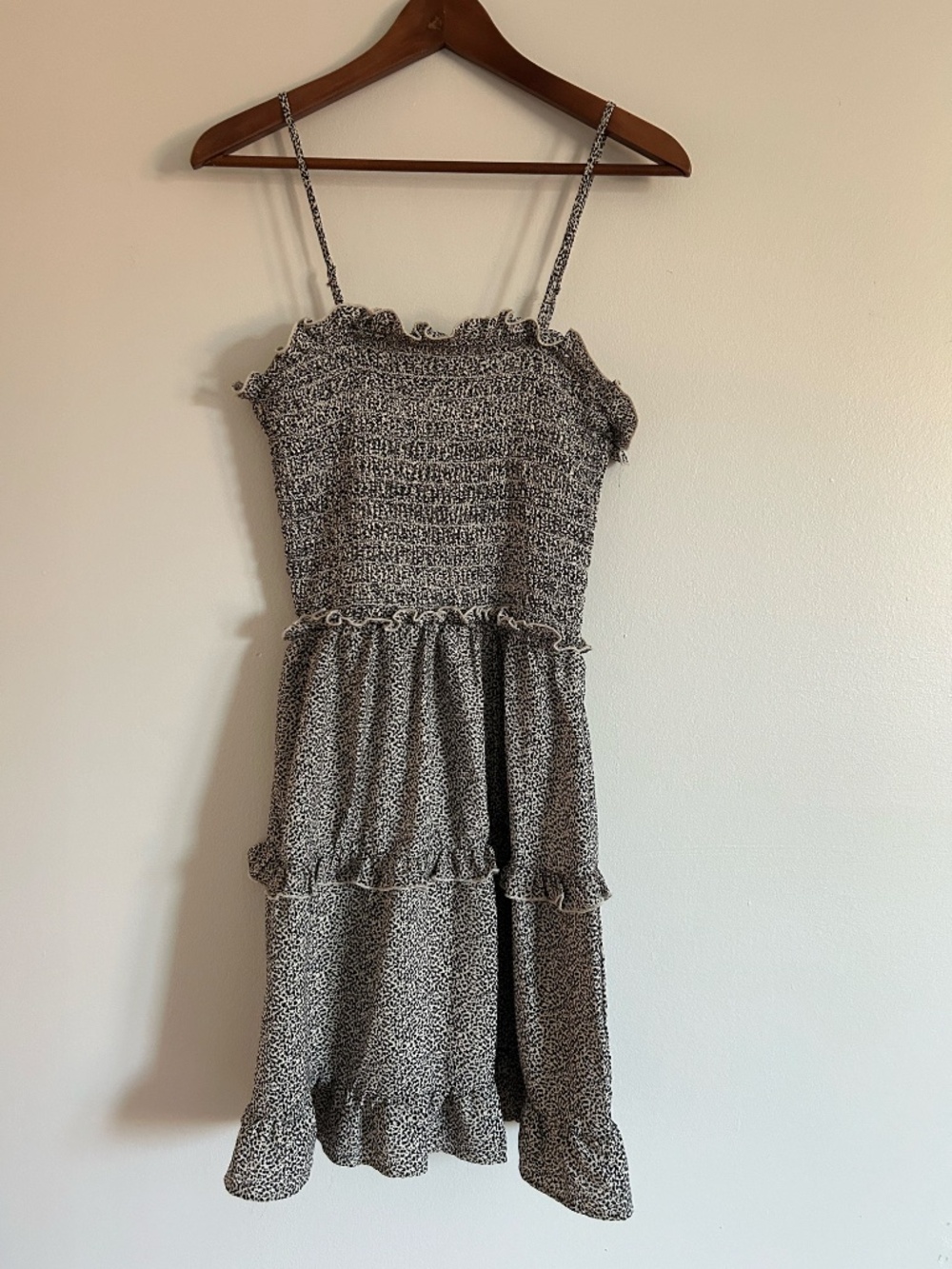 Sienna Sky Leopard Print Smocked Peasant Mini Dress | Stretchy | Size S